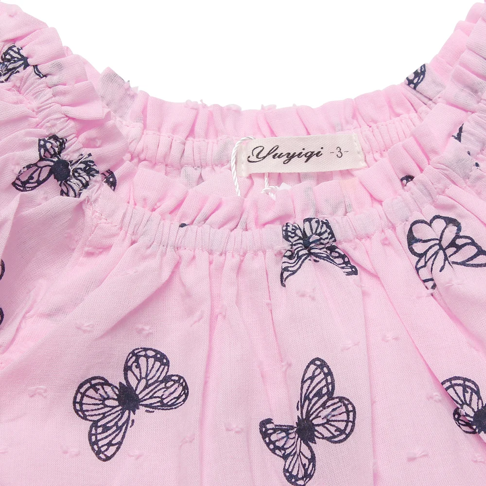 New Kids Dress Cotton Princess Dress Butterfly Print O Neck Dresses For Girls Casual A Line Children Clothes 2017 Girls Clothing (1)