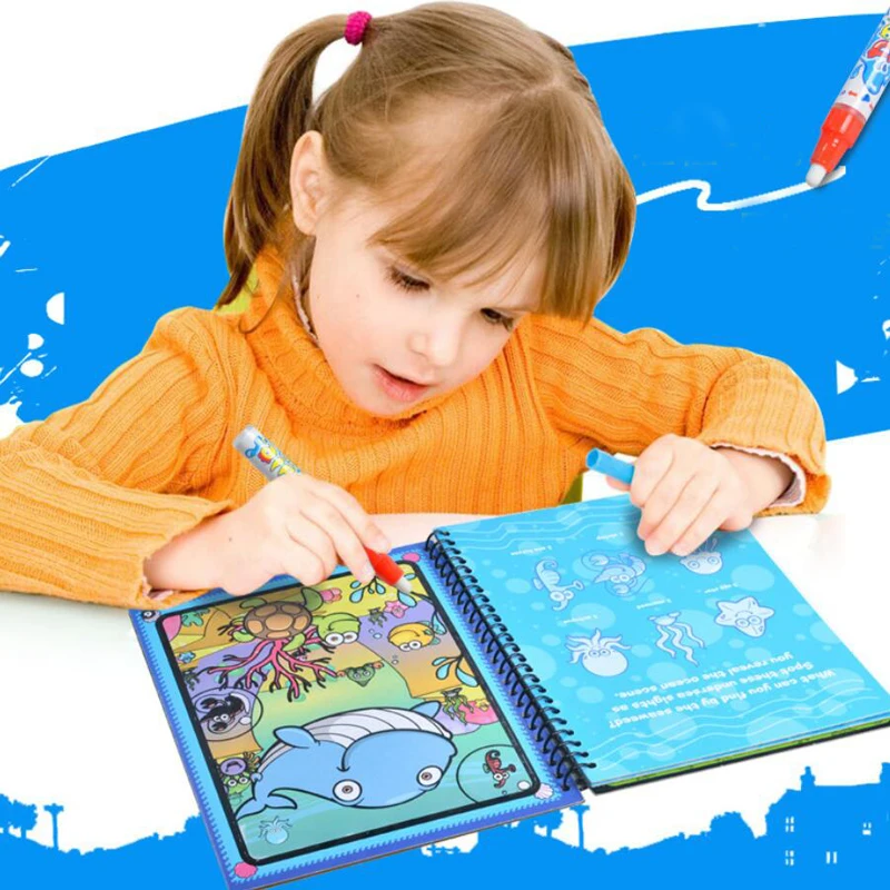 Волшебные акварельные игрушки набор книга с ручкой/Интимная книжка-раскраска планшет для рисования водой Рисование игрушки для детей дети ребенок
