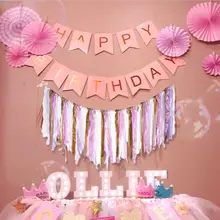 

Colorful Flag Ribbon Dining Chair Linen Bunting Banner Bar Decorations Birthday Party Decorations Flag