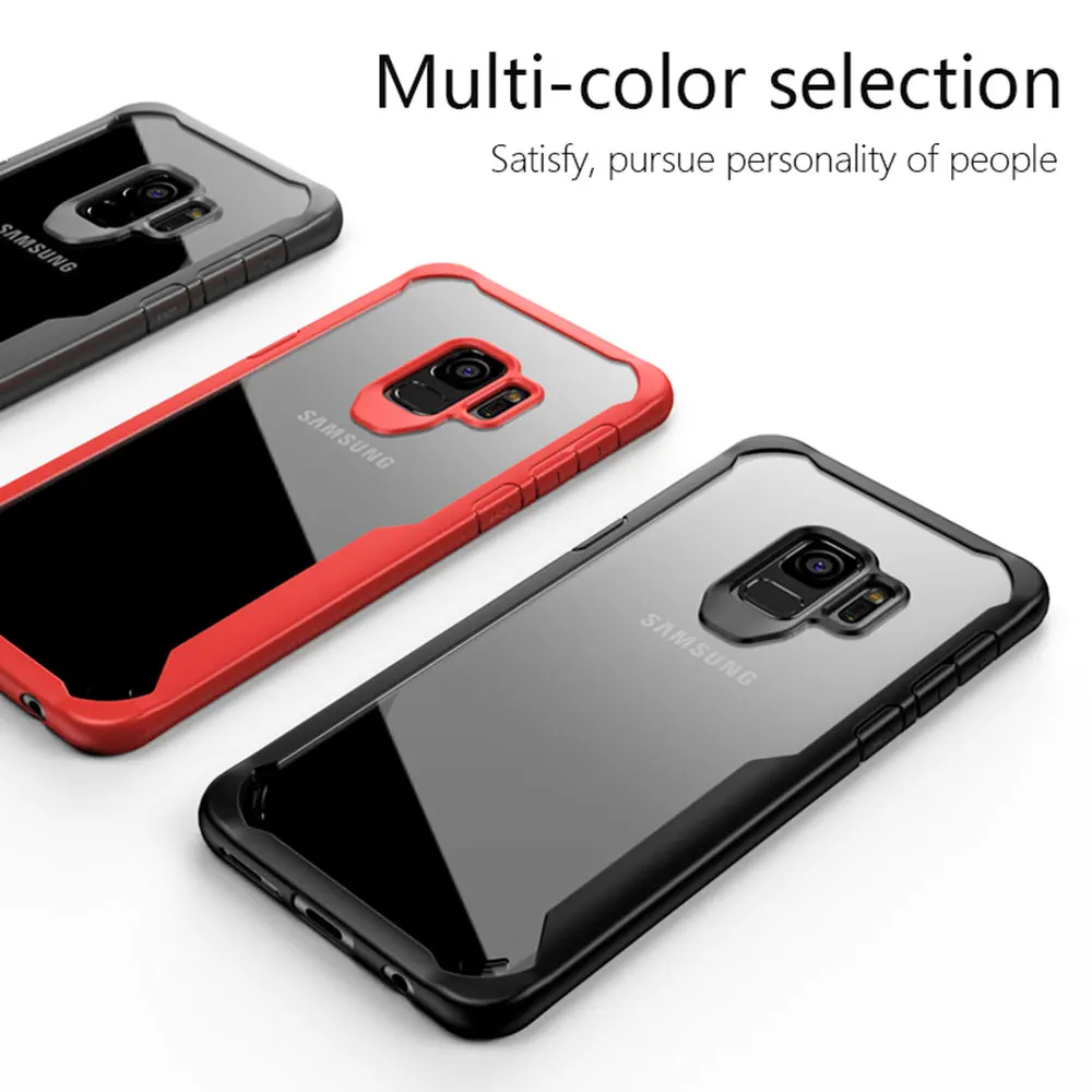 IDOOLS Case for Samsung Galaxy S9 Plus S9+ Hybrid Armor Bumper Clear Hard Acrylic Transparent Cases S 9 Capa |