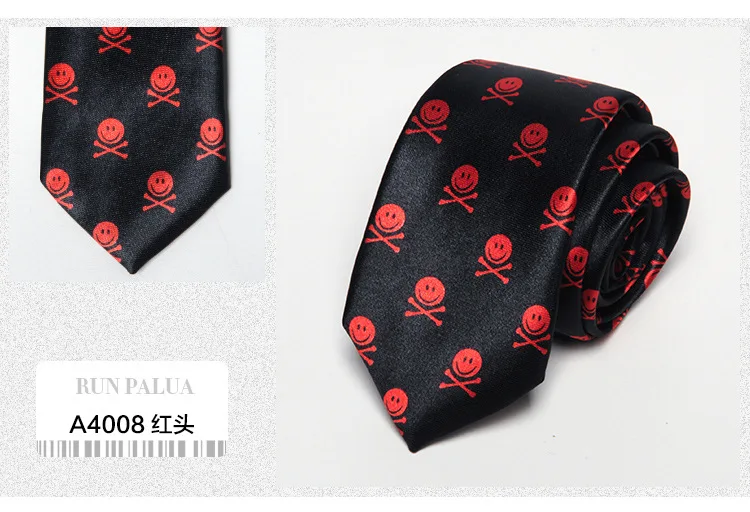 Корейская версия мода Повседневный галстук 5 см Британский тонкий галстук Печать Skll музыкальный символ хип-хоп Мальчики новые аксессуары