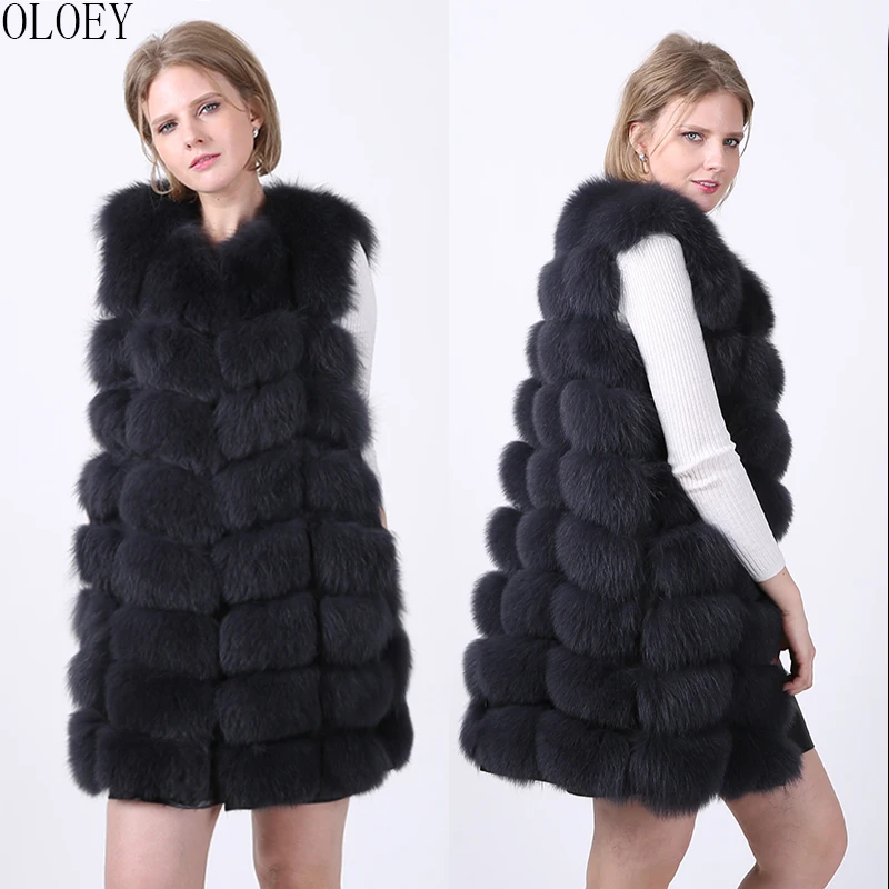 

2018 Time-limited New Arrival Real Fox Fur Vest Natural Coat Feminine High Quality Jacket Genuine Leather Plus Size