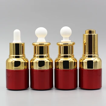 

20ml Luxury essential oil red glass bottle with gold or silver dropper cap , 20ml red glass bottle dropper