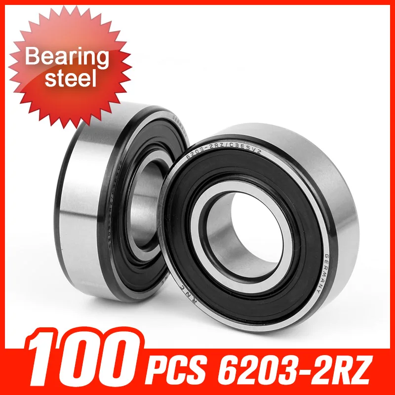 

100pcs 6203-2RZ Bearing 40x17x12mm Bearing Steel Bearings For Heater Turntable Linear Guides Mold Hardware Tool Accessories