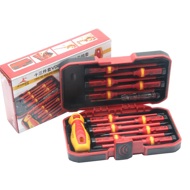 

New 13 Pcs VDE Insulated Screwdriver Set CR-V High Voltage 1000V Magnetic Phillips Slotted Torx Screwdriver Durable Hand Tools