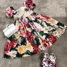 Платье для маленьких девочек вечерние платья принцессы с цветочным рисунком для малышей Размер 90-150