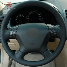 LQTENLEO черный искусственная кожа рук-прошитой рулевого колеса автомобиля Обложка для Honda Accord 7 2004-2007