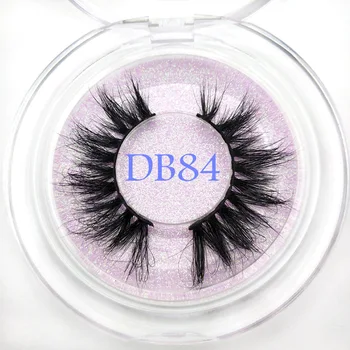 

New arrivals packaging 3D real mink false eyelashes DB84 wholesale mink fur lashes plastic round box