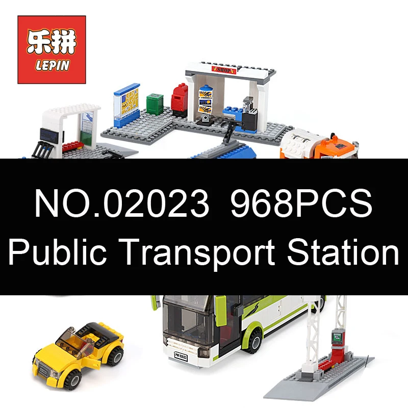 

Lepin 02023 the City Public Transport Station Set Compatible 8404 Building Blocks Bricks Bus Train Car Christmas Gift Lepin City