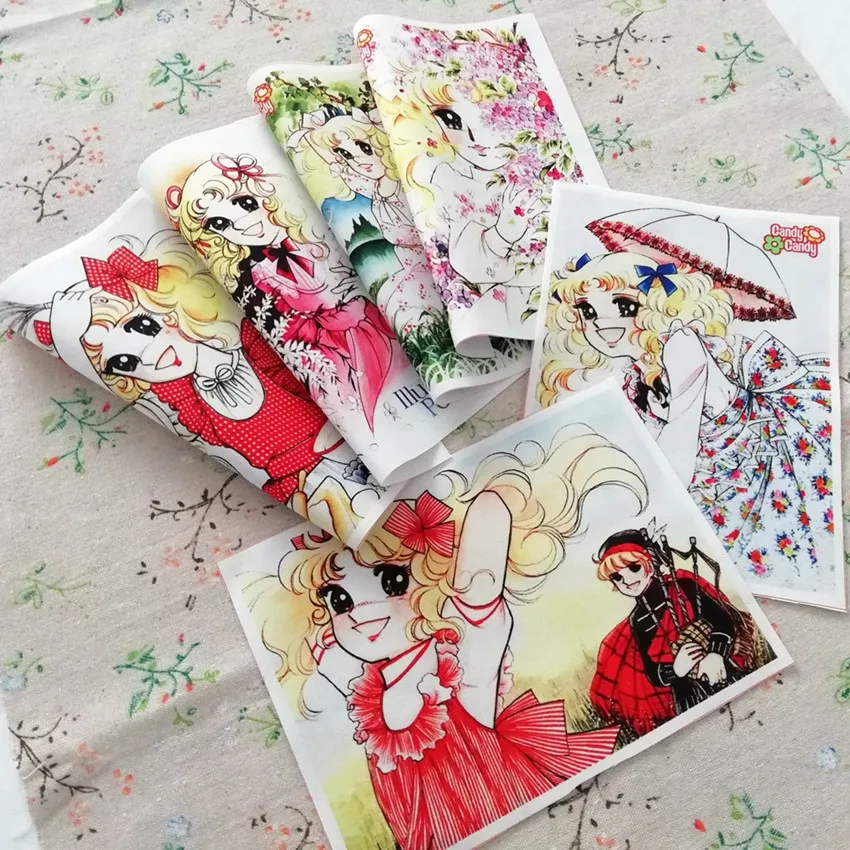 

15*20cm 6pcs Candy cartoon girl Sewing Quilt Scrapbooking Tissue Pattern Fabrics Needlework Material purse Cloth patchwork SL133