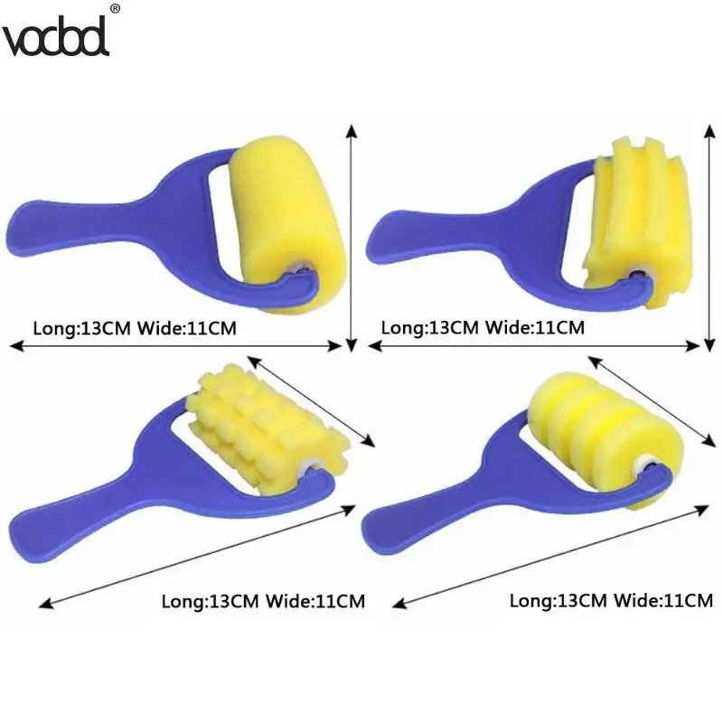 4 шт./компл. губки для рисования кистью детское платье в стиле «граффити» Краски роликовые игрушки Пластик ручка прокладка для уплотнения инструменты для рисования школьные канцелярские принадлежности