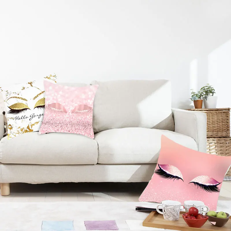

Pillow Cover Pillow Cases Durable Peach Skin Pattern Eye Eyelash Car Office