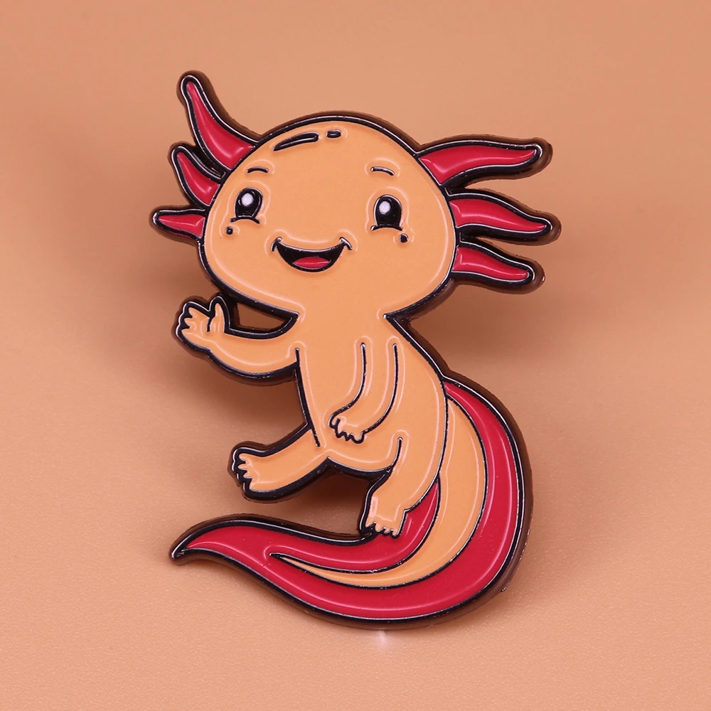 Эмалированная булавка Axolotl шестиугольная брошь с рыбой значок amphibian axolotl