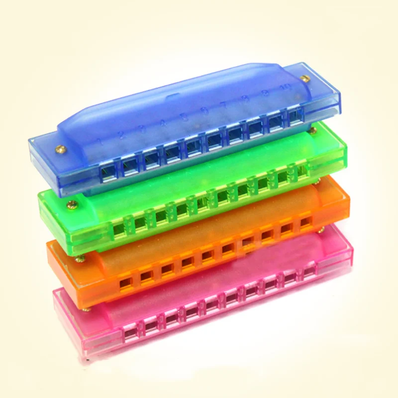 1pcs Creative 10 Holes Plastic Harmonica Toys Nursery Educational Toys