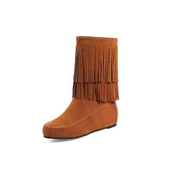 

18 years of qiu dong season new fashionable tassel tube students female boots in size 43 yards 33-18718