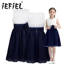 Детское платье без рукавов с цветочным узором для девочек от 4 до 14 лет вечерние платья принцессы на свадьбу, для подружки невесты, летнее шифоновое платье по колено