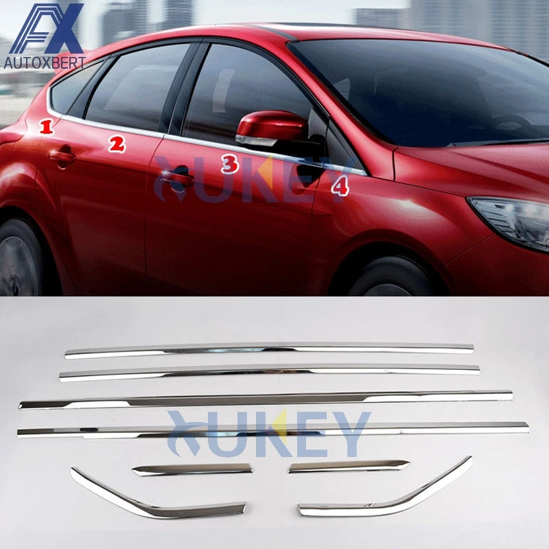 Для Ford Focus Mk3 Хэтчбек 2012 2013 2014 2015 2016 2017 Хром двери окна подкладка объемный чехол