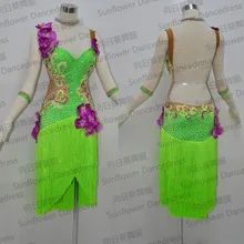 Новое соревнование бахрома латинские танцевальные платья, сальса платье, Сальса Самба Румба Чача Танцы вальса костюм, юбка для женщин или девочек