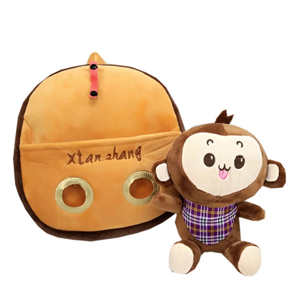 Cartoon Monkey Plush Backpack Children School Bag Anti lost Detachable