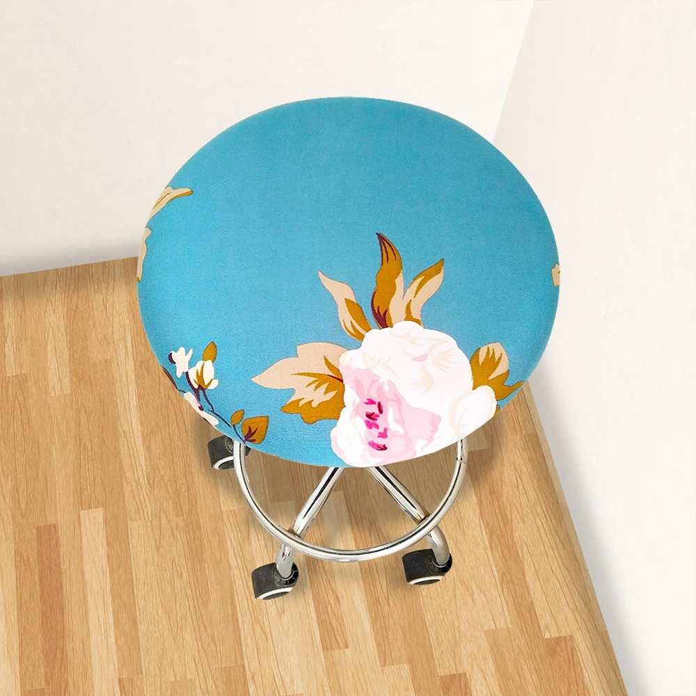 

2019 Round Chair Cover Bar Stool Cover Elastic Seat Cover Home Chair Slipcover Round Chair Bar Stool Floral Printed