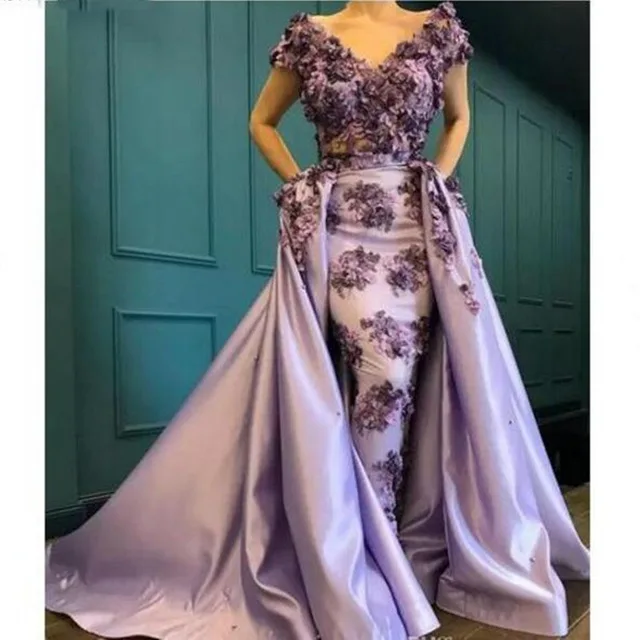 Vintage Long Mermaid Evening Gowns With Detachable Train