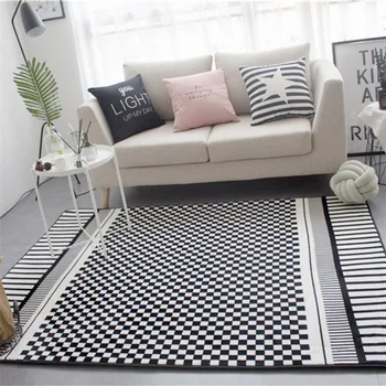 

Fashion Modern Black White Checked Masaic Living Room Decorative Carpet Area Rug Bathroom Floor Door Baby Crawl Play Mat Pad