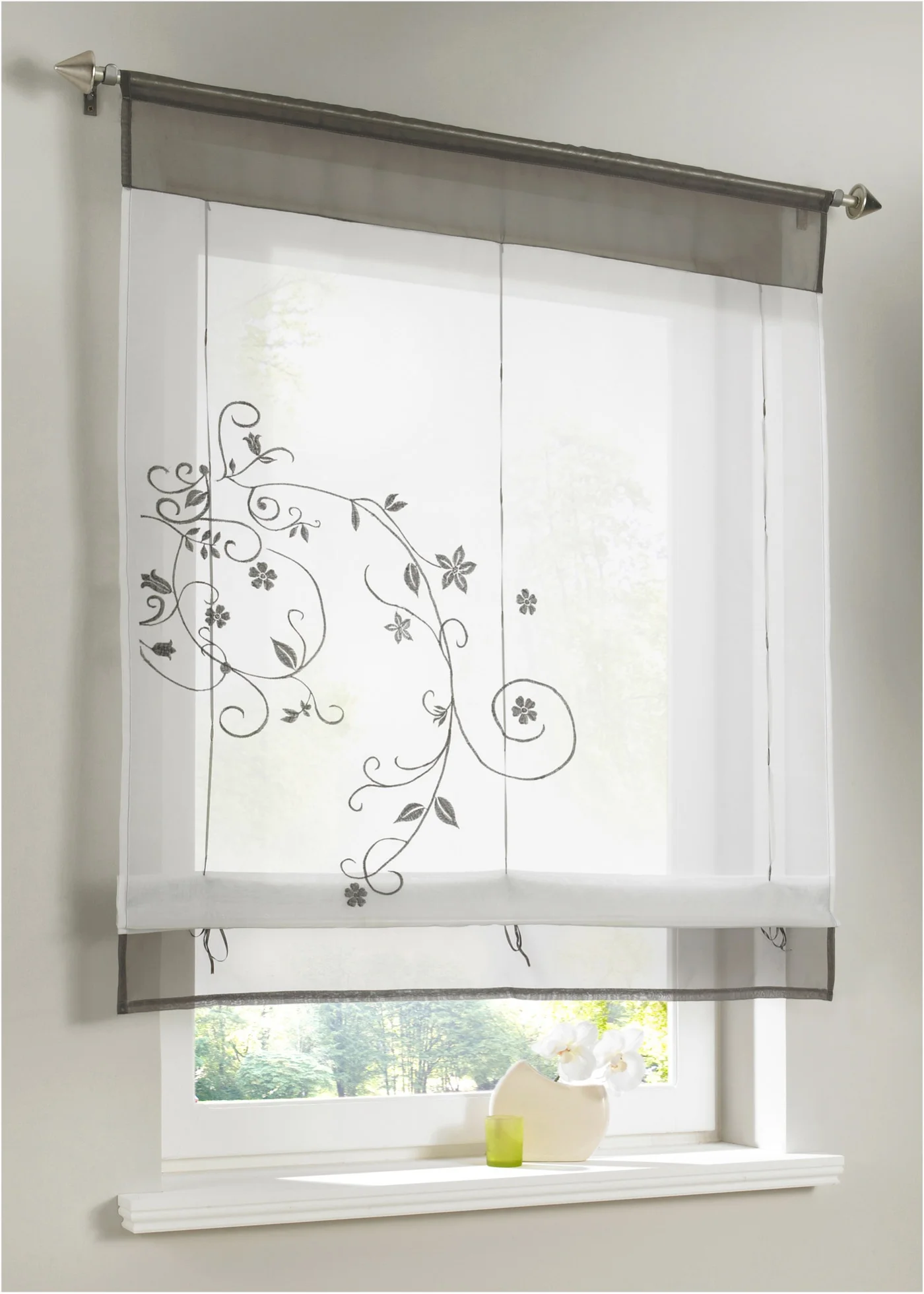 

Roman Embroidered Floral Sheers Tulle Voile Mordern Kitchen Curtain Short Luxury Curtains for Living Room Home Decor