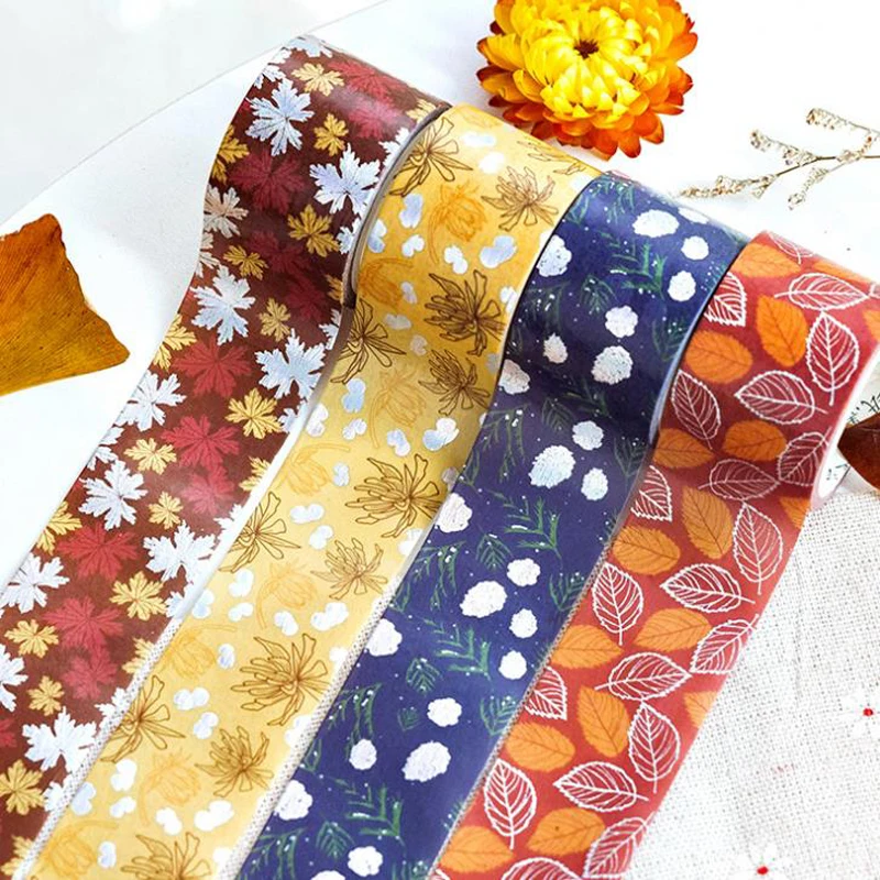 

1 Pcs Kawaii 3cm Wide Autumn Color Silver Washi Tape DIY Scrapbooking Sticker Label Masking Tape Stationery School Office Supply