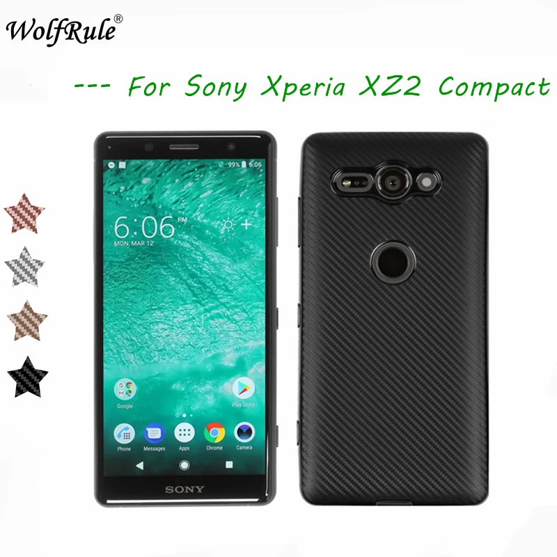 WolfRule Case For Sony Xperia XZ2 Compact Cover Luxury Full Protection Carbon Fiber Soft TPU H8314 |