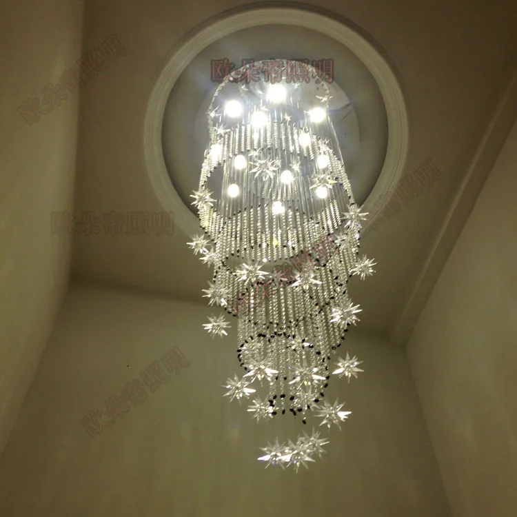 Crystal combination ceiling lighting lamp spiral long rotating
