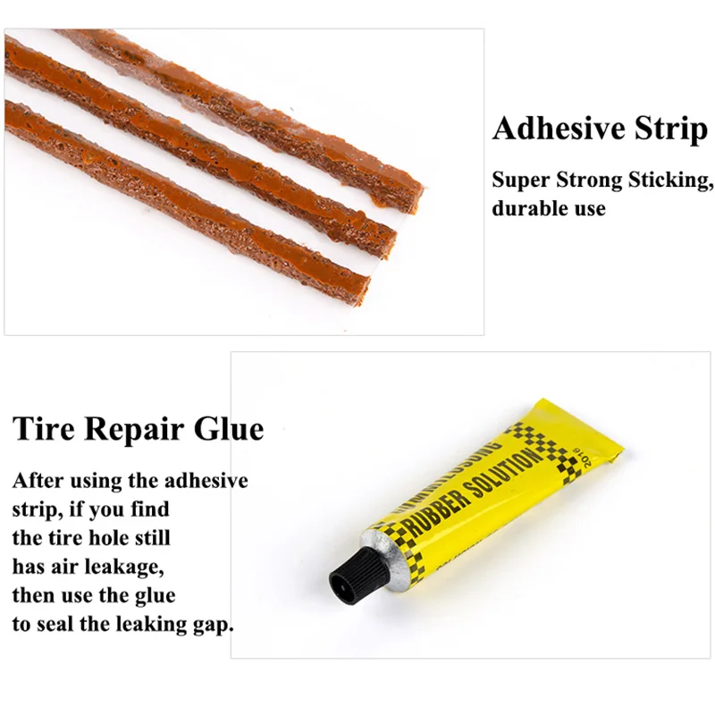 1set SEEYULE Emergency Car Tire Leak Repair Tool Tubeless Tyre Puncture Plug Repair Kit Block Air
