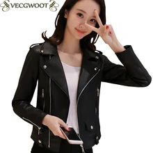 Женская короткая куртка из искусственной кожи, Женская весенне-осенняя Новая мужская косуха большого размера, женская модная тонкая однотонная кожаная куртка X1234
