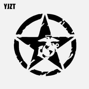 

YJZT 13CM*13CM USMC VINYL DECAL STAR LOGO MILITARY MARINE CAR STICKER Black/Silver C3-0686