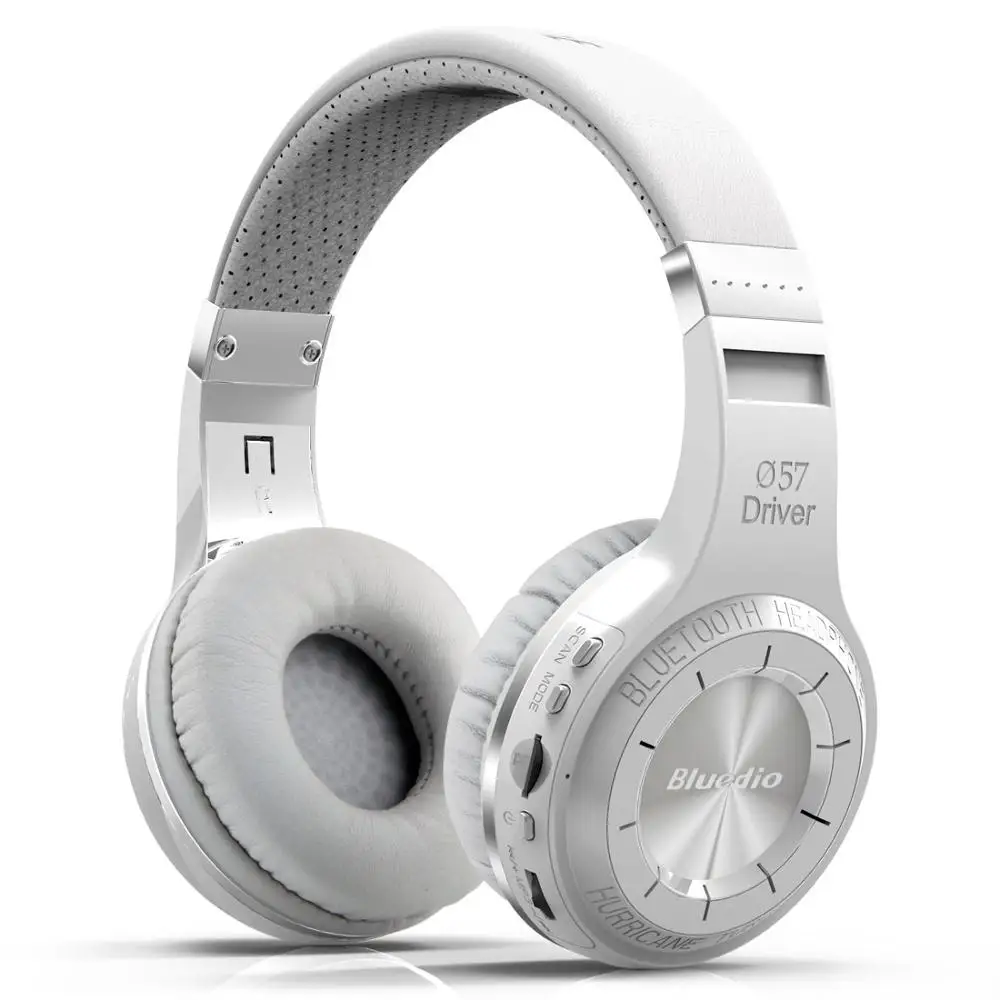 Bluedio H Plus беспроводные Bluetooth наушники BT 4,1 стерео гарнитура на ухо наушники с микрофоном для мобильного телефона - Цвет: Белый