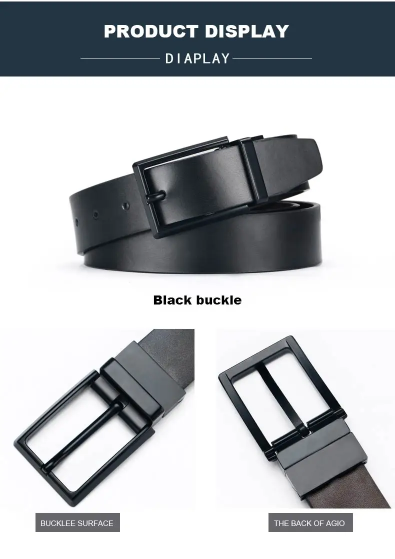 DOULILU Double-sided available Two-layer leather pin buckle belt Men's double-sided leather casual fashion belt rotation buckle  For Men Jeans Casual Belt Pin Buckle Masculine Cummerbund1 (9)