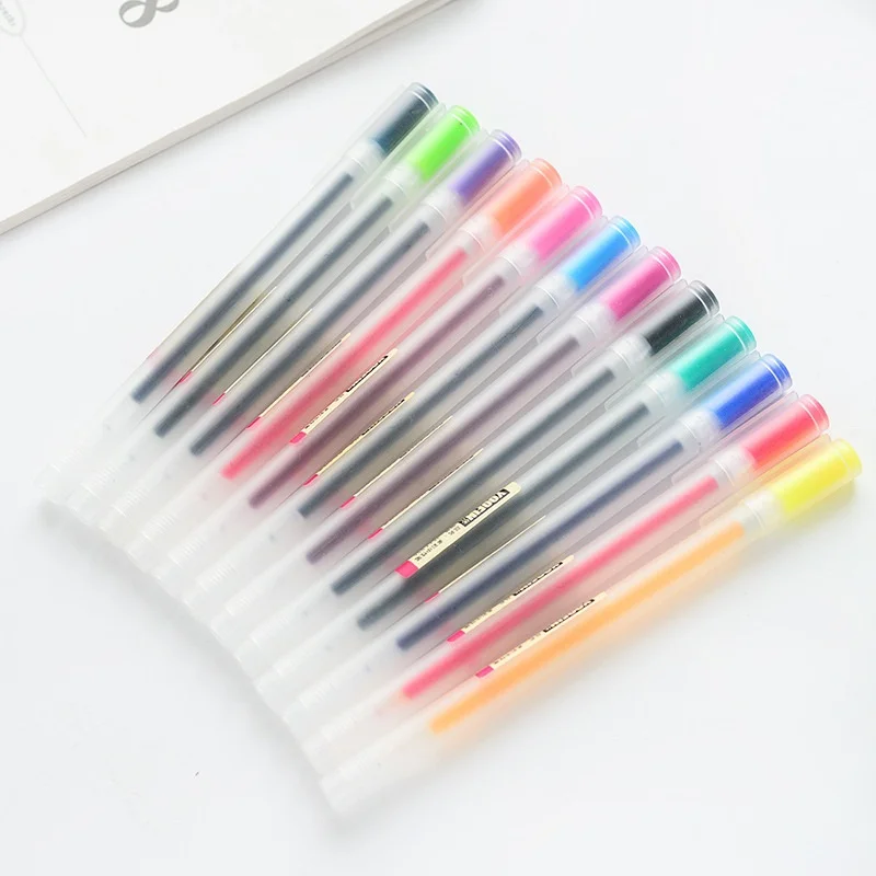 

12 Colors 0.5mm Muji Japanese Color Gel Pen Maker Pen School Office Student Painting Graffiti Writing Stationery Supply Gift