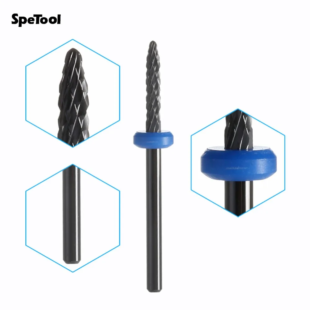 

SpeTool Black Ceramic Nail Drill Bits Rotary Burr Rotated Burs For Professional Electric Nail File Manicures Pedicure Dentist