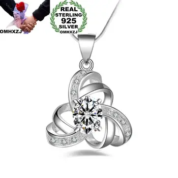 

OMHXZJ Wholesale Personality Fashion OL Woman Gift White Amethyst Six-Pointed Star AAA Zircon 925 Sterling Silver Necklace NC39