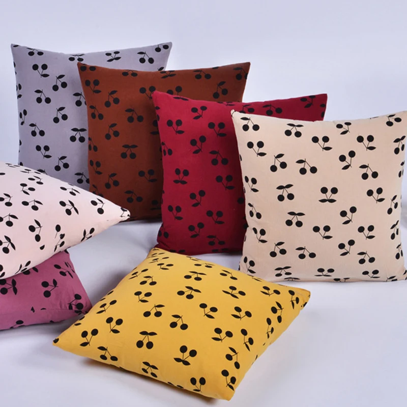 

Cherry Pattern Cushion Cover 18x18inch 45x45cm Decorative Throw Pillow Case for Sofa Car Bed High Quality Pillowcover Pillowcase