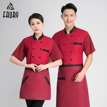 

2019 Chef Uniform Mesh Breathable Fabric Sleeves Summer Cool Cook Jacket Barber Food Service Unisex Work Clothes Unisex Hotel
