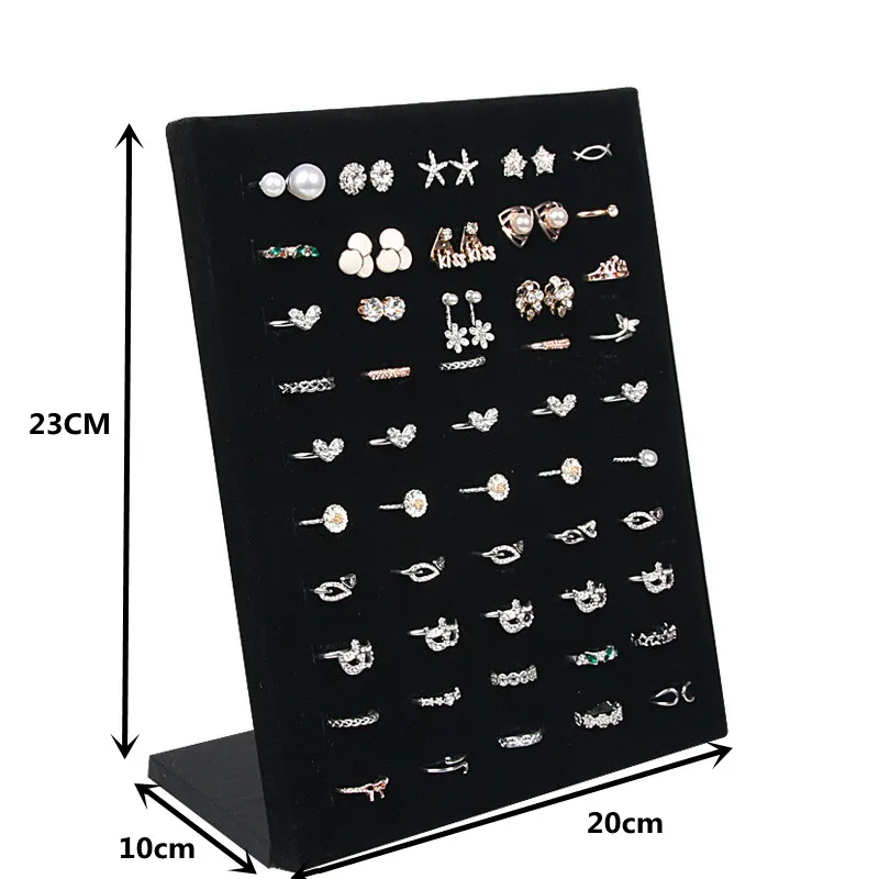  Black/Gray Velvet display Case Jewelry Ring Displays Stand Board Holder Storage Box Plate Organizer