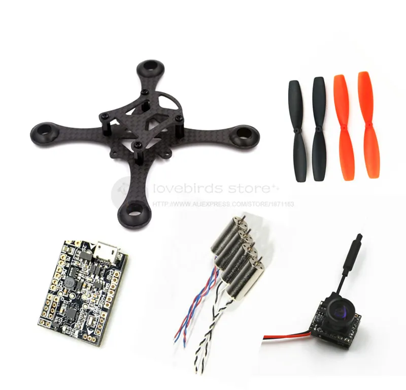 

DIY FPV indoor mini drone frame PNP kit X100 pure carbon frame F3/N32 brush FC VT275T PRO VTX camera 8520 brush motor, prop