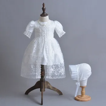 

New Baby Girl White Lace Princess Clothing 3pcs Set Hat+dress+lace Cardigan,girls Infant Wash Robe Party Birthday Wear