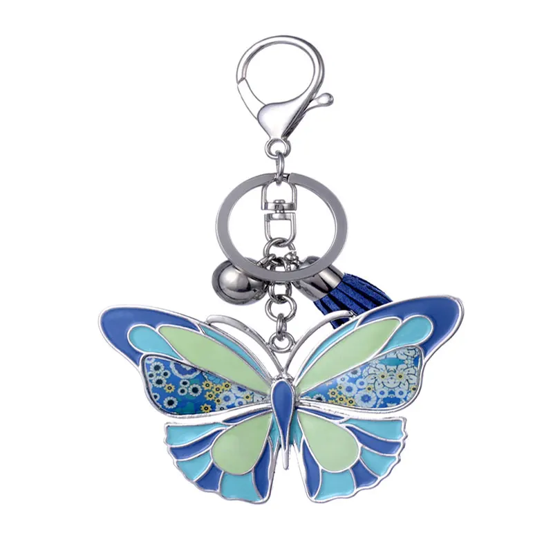 Брелок из цинкового сплава с бабочкой, эмалированный подарок для женщин и девушек, сумка, Очаровательная цепочка для ключей с животными, кольцо, металлическая трендовая подвеска, ювелирное изделие