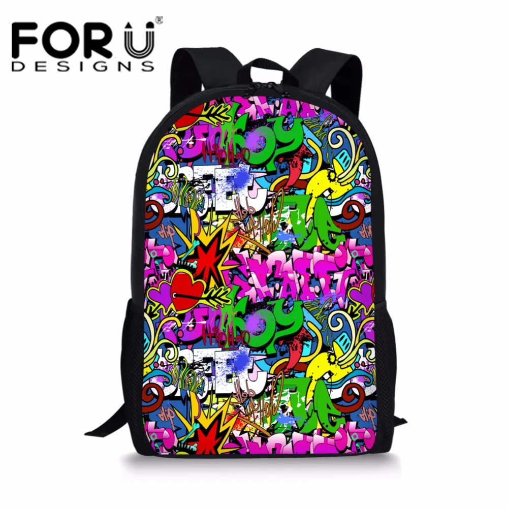 FORUDESIGNS Graffiti Printing School Bags for Teenager Girls Primary ...