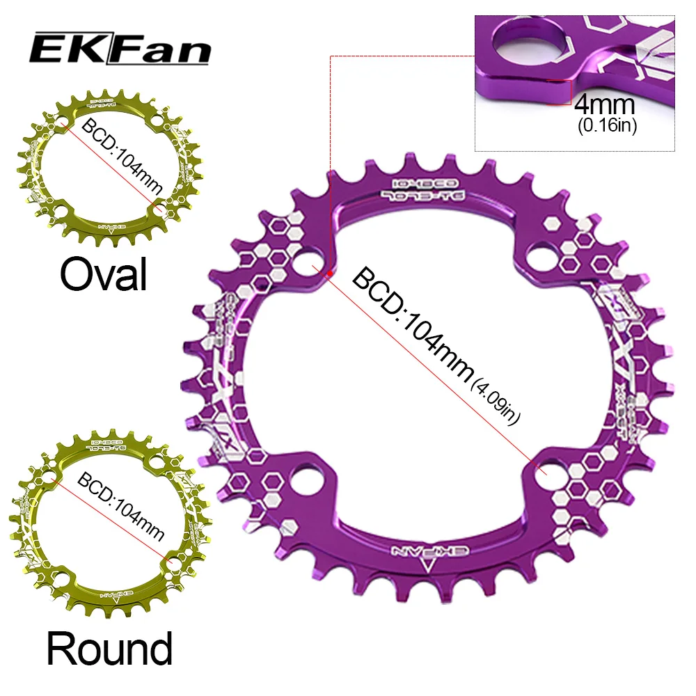 Овальная Круглая звезда EKFan 104BCD XT 30T 32T 34T 36T|Шатун и передняя звездочка велосипеда|