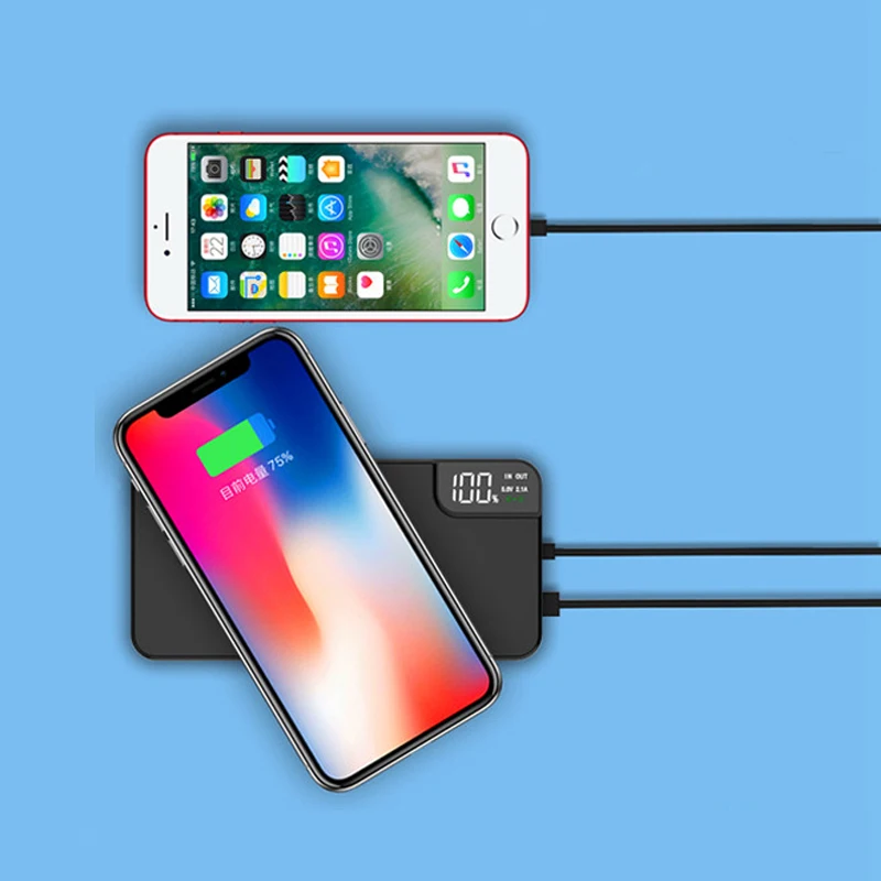 Беспроводное зарядное устройство power Bank 20000 мАч кронштейн цифровой дисплей