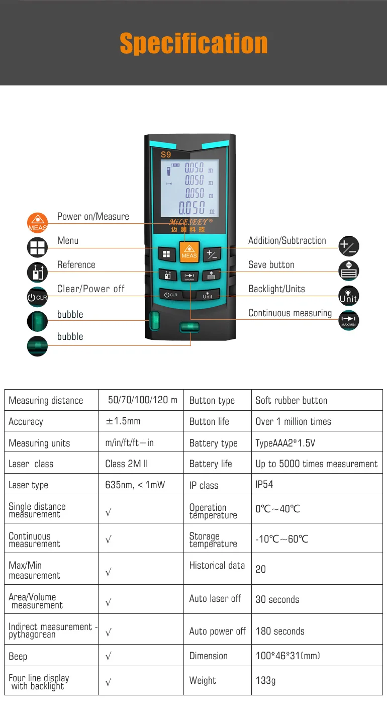 Mileseey лазерный дальномер цифровой лазерный дальномер лента дальномер инструмент