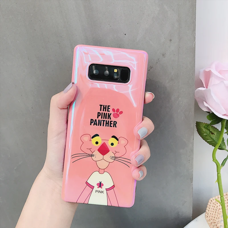 GYPHCA Cartoon Cute The Pink Panther Phone Case For Samsung Galaxy S9 S8 Plus Note 8 9 Soft Blu-Ray Back Cover |