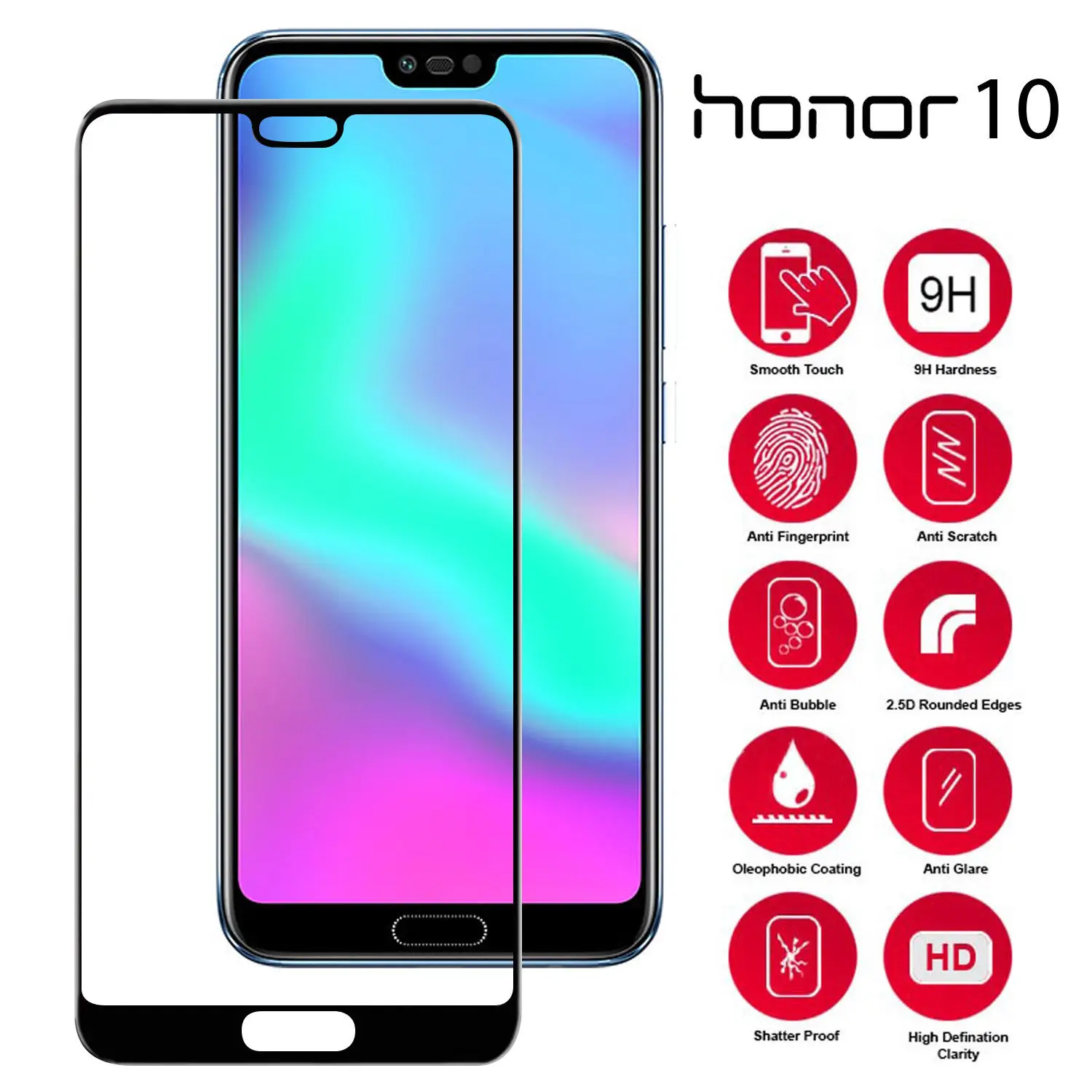 

For Huawei Honor 10 Tempered Glass Full Cover Screen Protector Honor 10 Glass Protective Glass Honor10 Film 5.84" COL-L29 L29